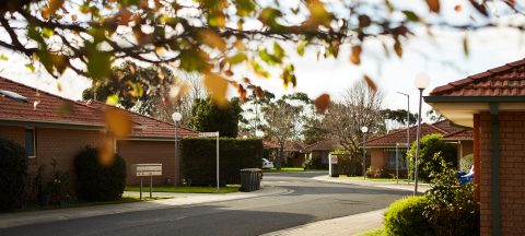 Main drive way of Mercy Place Rice Village retirement