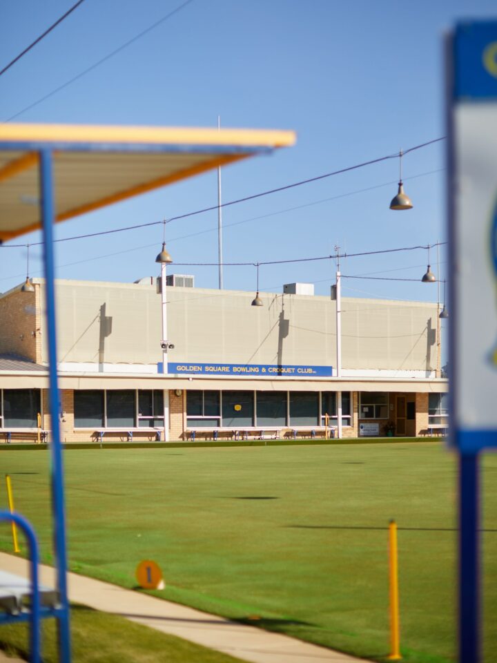 Building and field of Golden Square Bowling and Cricket club